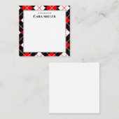Black Red White Argyle op maat Notitiekaartje (Voorkant / Achterkant)