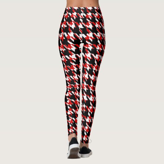 Black Red White Canada Winter Houndstooth Leggings (Achterkant)