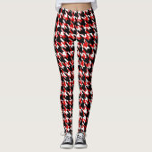 Black Red White Canada Winter Houndstooth Leggings (Voorkant)