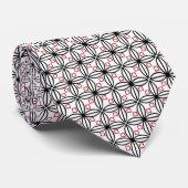 Black Red White Geometric White Stropdas (Opgerold)