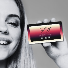 Black Red White gradiënt Sparkle Diamonds Initiale Visitekaartje