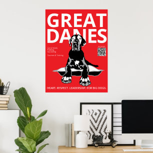 Black Red White Great Dane Trainer  Poster