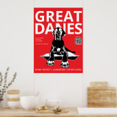 Black Red White Great Dane Trainer Poster (Keuken)