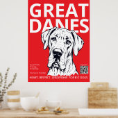 Black Red White Great Dane Trainer Poster (Keuken)