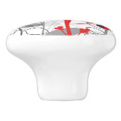 Black Red White Grey Botanical Floral Dresser Keramische Knop (Zijkant)