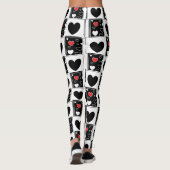 Black Red White Heart Gepatterde Leggings (Achterkant)