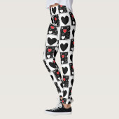 Black Red White Heart Gepatterde Leggings (Links)