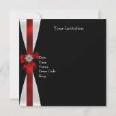 Black Red White Jewel Bow 40th Elegant Birthday Kaart (Achterkant)