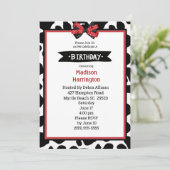 Black Red White Koe Afdrukdag uitnodiging (Staand voorkant)