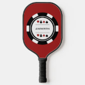 Black Red White Las Vegas Casino Poker Chip Pickleball Paddle (Voorkant)