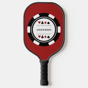 Black Red White Las Vegas Casino Poker Chip Pickleball Paddle