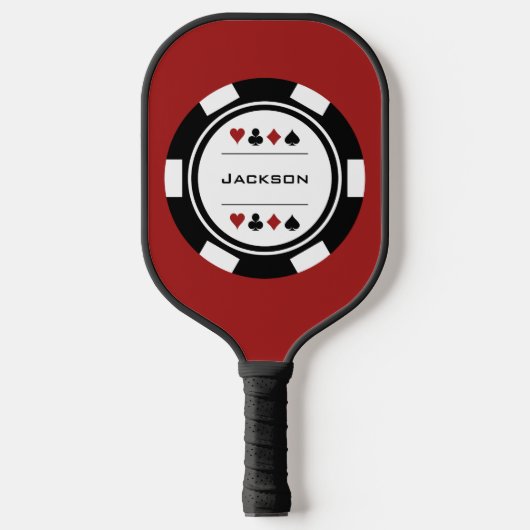 Black Red White Las Vegas Casino Poker Chip Pickleball Paddle (Voorkant)