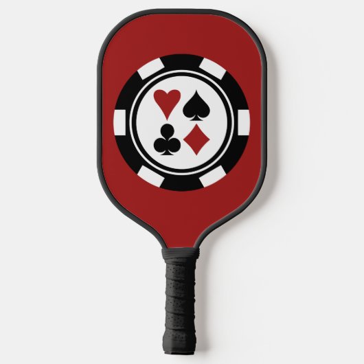 Black Red White Las Vegas Casino Poker Chip Pickleball Paddle (Achterkant)