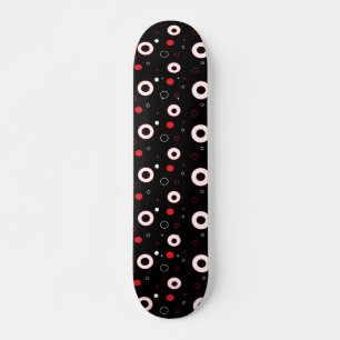 Black Red White Lines en Polka Dot Abstract Skateboard