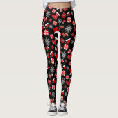 Black Red White Merry-kerstLeggings Leggings (Voorkant)