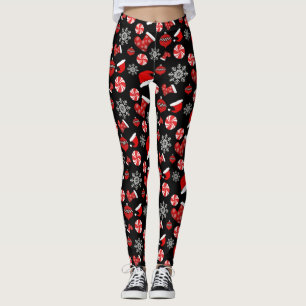 Black Red White Merry-kerstLeggings Leggings