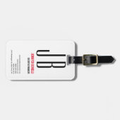 Black Red White Monogram minimalistisch modern Bagagelabel (Voorkant horizontaal)