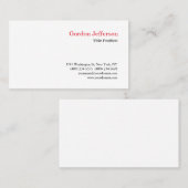 Black Red White Professional, eenvoudig Visitekaar Visitekaartje (Voorkant / Achterkant)