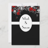 Black Red White Rose Wedding Invitation Kaart (Voorkant)