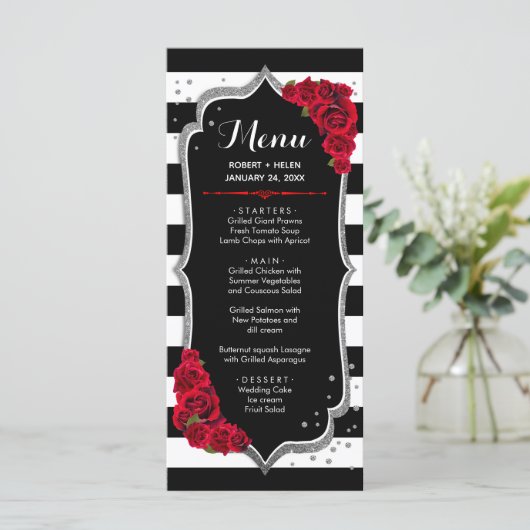 Black Red White Silver-menukaart Programmakaart (Staand voorkant)