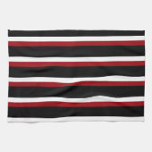 Black Red White Striped Kitchen Towel Theedoek (Horizontaal)