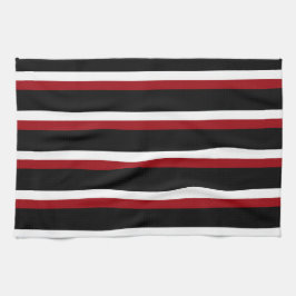 Black Red White Striped Kitchen Towel Theedoek