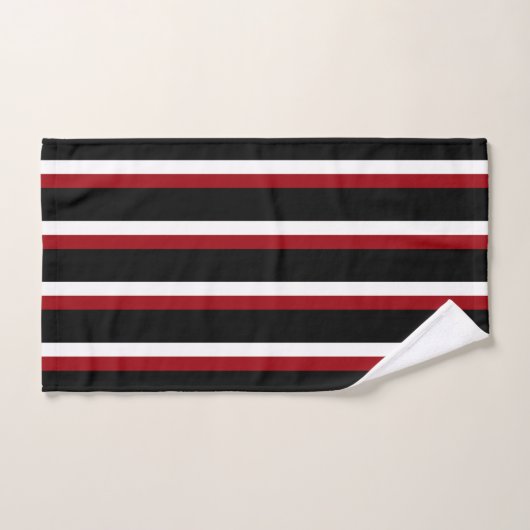 Black Red White Striped Towel Set Bad Handdoek (Handdoek)