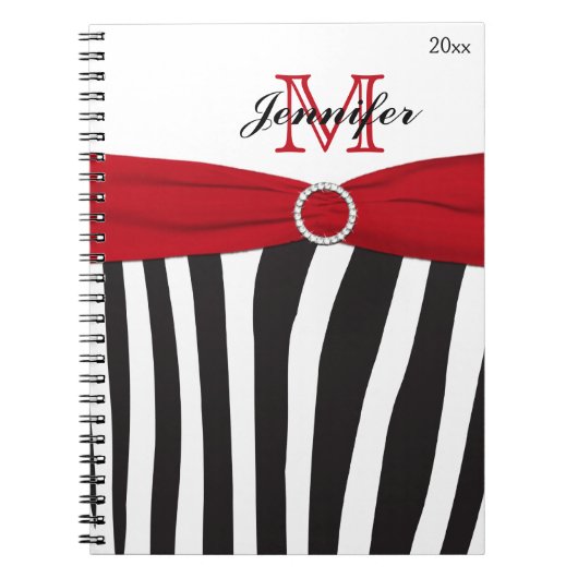 Black Red White Zebra Striped Notitieboek (Voorkant)