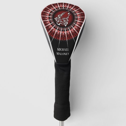 Black Red Wolf Animal Manly Golfheadcover (Voorkant)