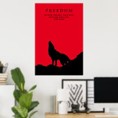 Black & Red Wolf Silhouet op een heuvel Poster (Thuiskantoor)