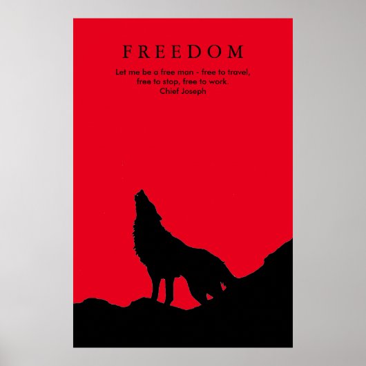 Black & Red Wolf Silhouet op een heuvel Poster (Voorkant)