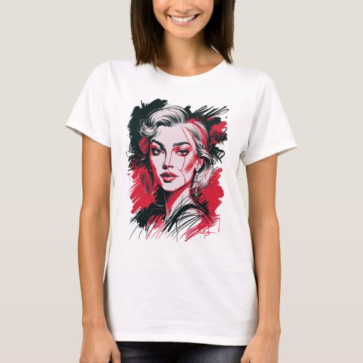 Black & Red Woman 1 T-shirt (Voorkant)