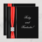 Black Red Women Classy 40ste verjaardagsfeestje Kaart (Voorkant / Achterkant)