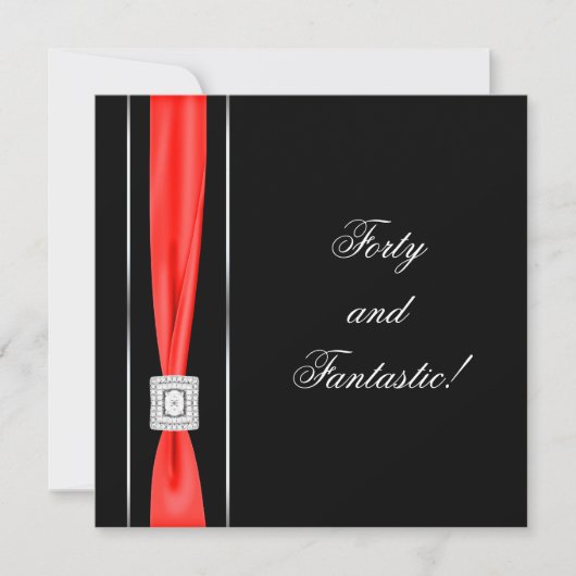 Black Red Women Classy 40ste verjaardagsfeestje Kaart (Voorkant)