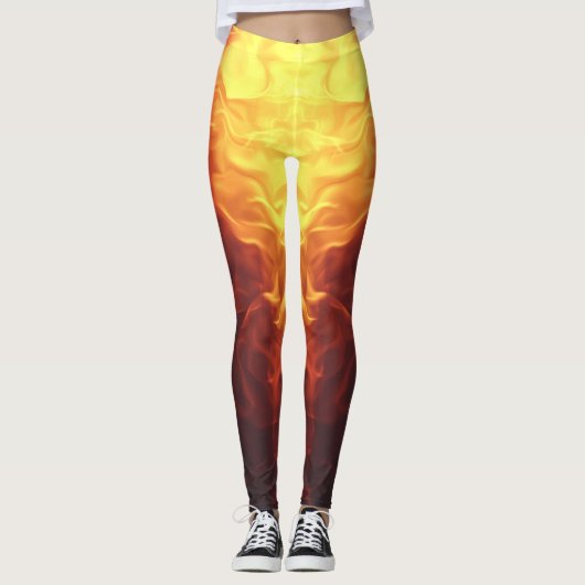Black Red Yellow Ombre Flames Leggings (Voorkant)
