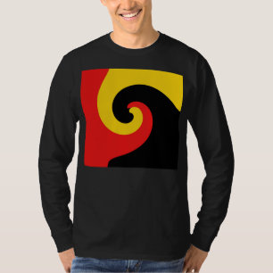 Black Red Yellow Swirl Retro Abstracte kunst schil T-shirt