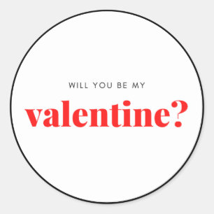 Black Red zal je mijn Valentijn zijn. Ronde Sticker