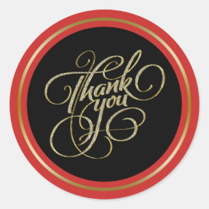 Black & RedFrame DankYou Typografie Ronde Sticker