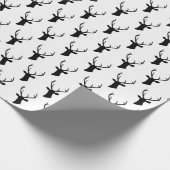 Black Reindeer Head Silhouette Pattern Cadeaupapier (Hoek)