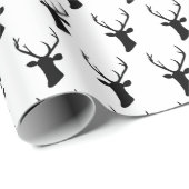 Black Reindeer Head Silhouette Pattern Cadeaupapier (Rol Hoek)