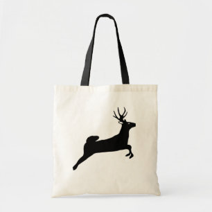 Black Reindeer Silhouette Tote Bag