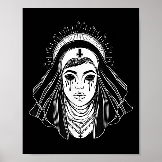 Black Religion Gothic Zuster - Evil Gothic Cross T Poster (Voorkant)