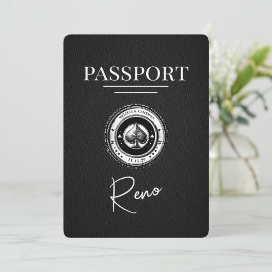 Black Reno Passport Bewaar de datum Save The Date (Staand voorkant)