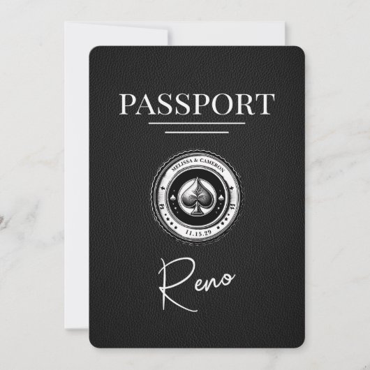 Black Reno Passport Bewaar de datum Save The Date (Voorkant)