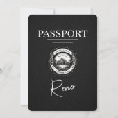 Black Reno Passport Huwelijksuitnodiging Kaart (Achterkant)
