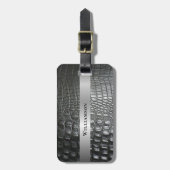 Black Reptile Digital Leather Silver Metal Bagagelabel (Voorkant verticaal)