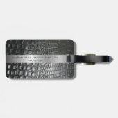 Black Reptile Digital Leather Silver Metal Bagagelabel (Achterkant horizontaal)