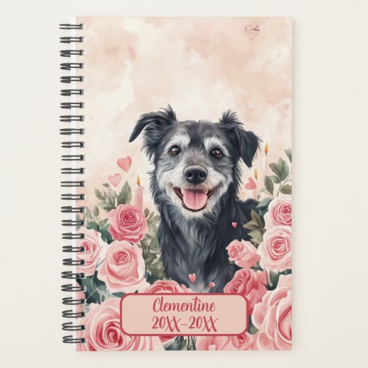 Black Rescue Mutt Dog Undated Appointment Book Planner (Voorkant)