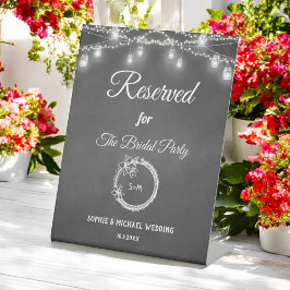 Black Reserved Wedding Mason Jar Rustic Reclamebord Met Voetstuk