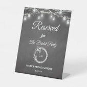 Black Reserved Wedding Mason Jar Rustic Reclamebord Met Voetstuk (Voorkant)